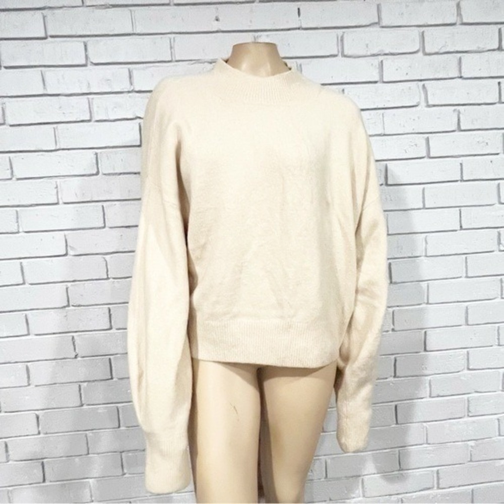 & Other Stories Cream High Neck Sweater Minimalist Quiet Luxury Fall Large